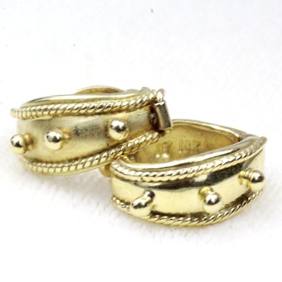 Vintage 18K Gold Etruscan Style Marked JB Shortener Pearl Torsade Necklace